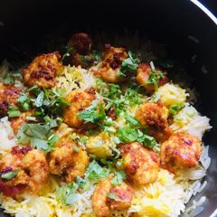 A picture of Prawns Biryani.