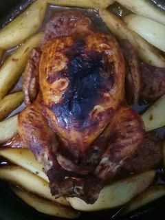 صورة لوصفة دجاجه محشيه مع بطاطا