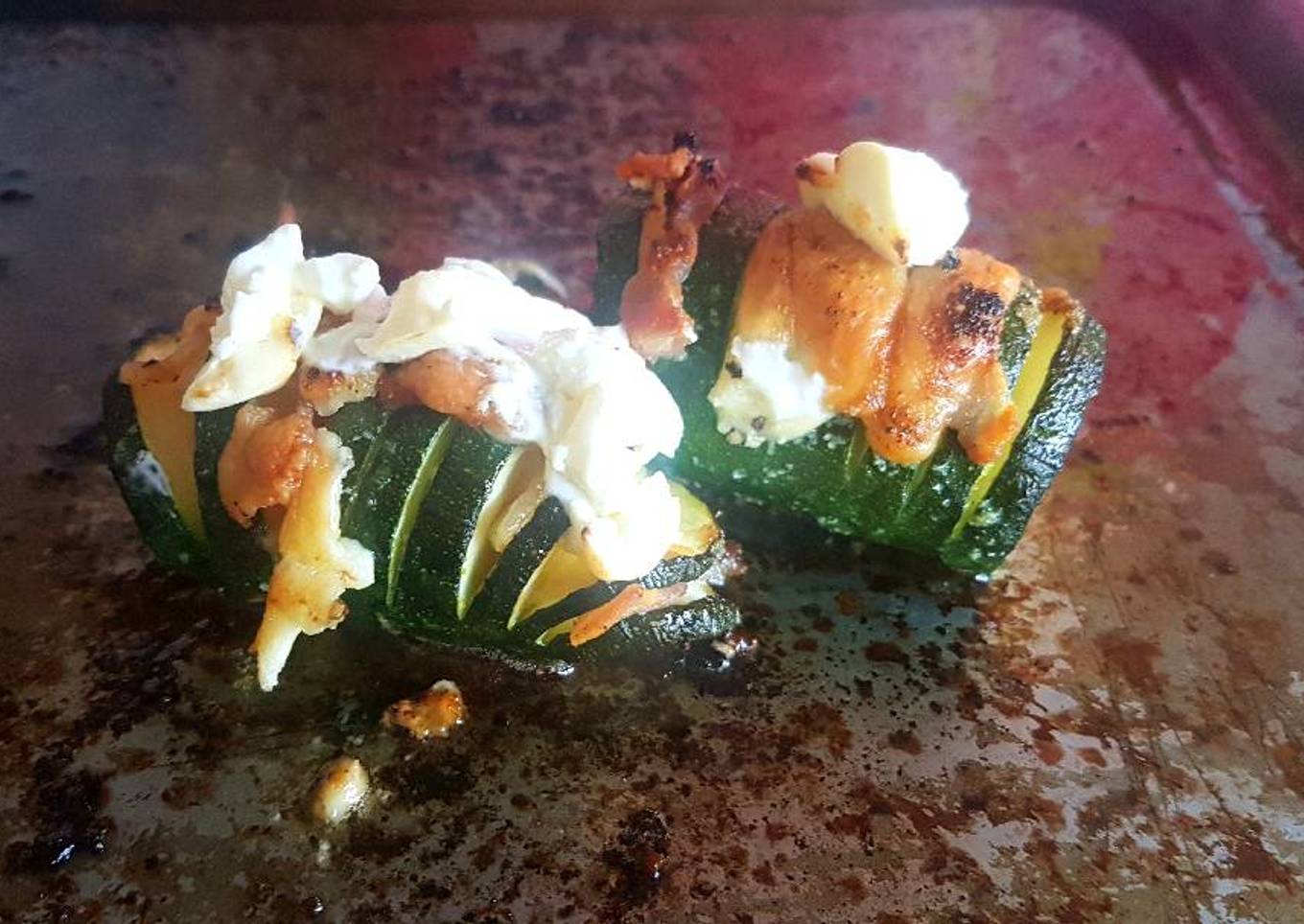 Low Carb Bacon Keta and Cheese / Zucchini Stuffed Zucchini