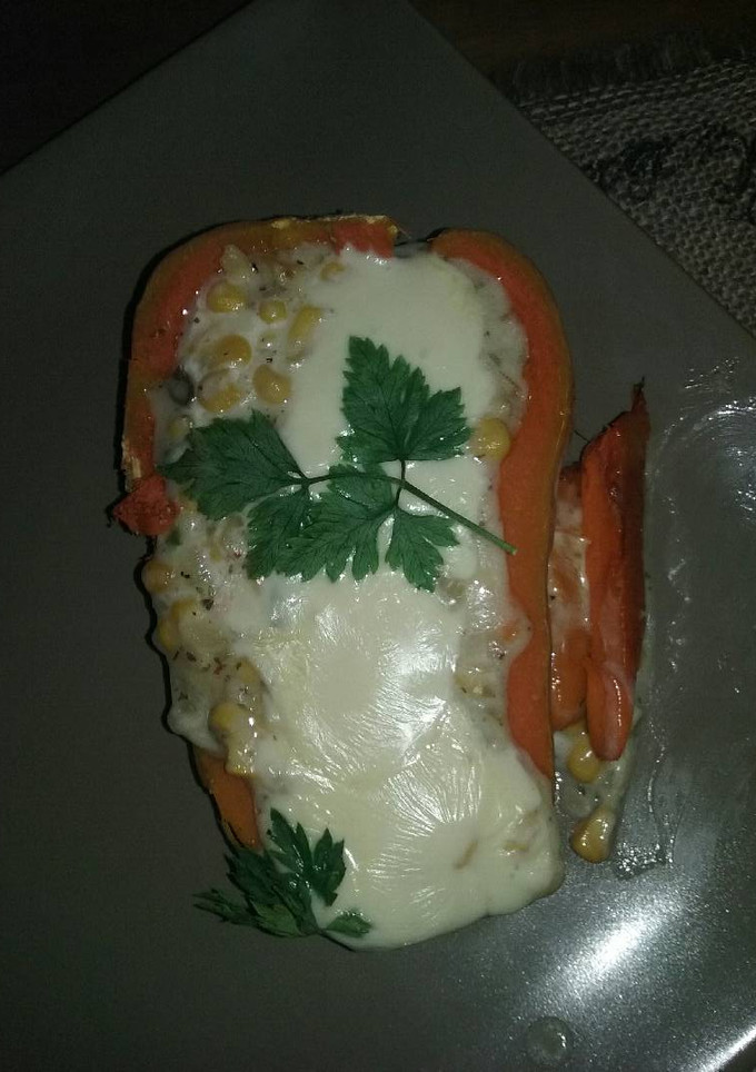 Una foto de Calabaza rellena con salsa blanca