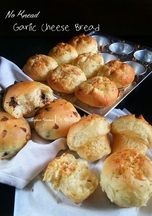 Foto resep No Knead Garlic Cheese Bread (tanpa ulen)