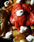 Patatas bravas piri-piri, pimientos, y salsa blanca y soja !!🔥
