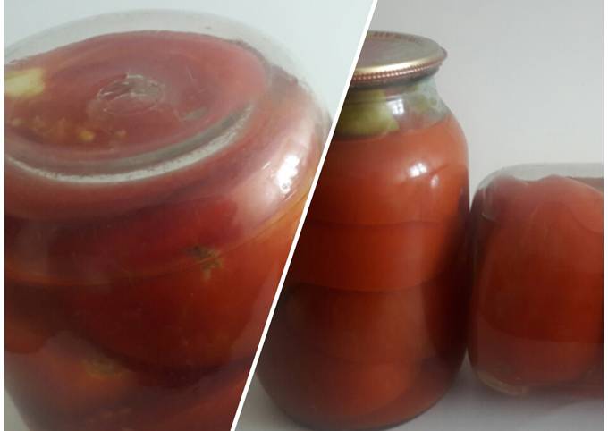 Сладкие маринованные помидоры половинками