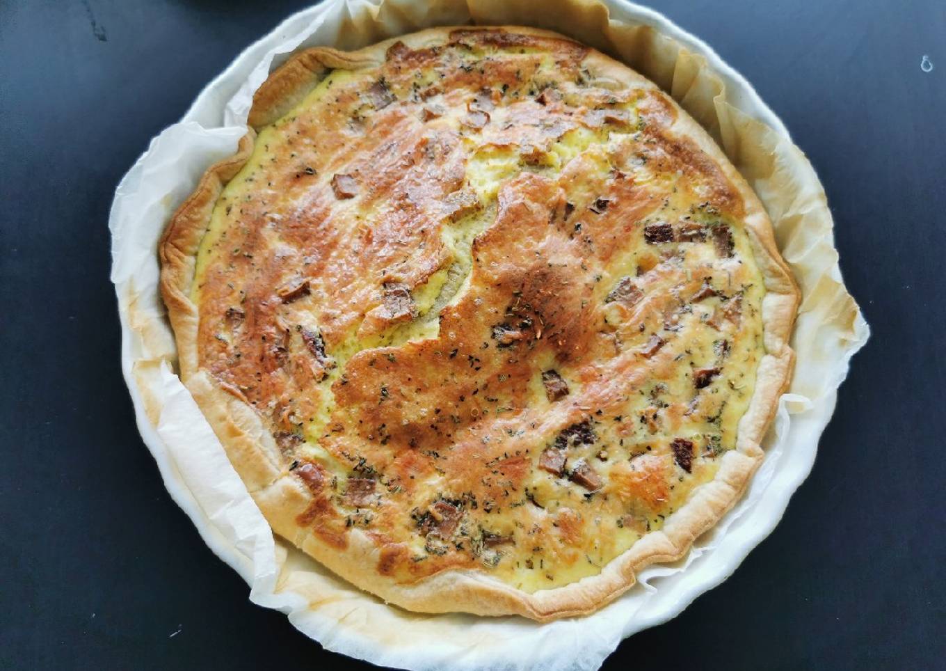 Quiche Lorraine au tofu fumé