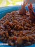 Arroz meloso con gambas rojas y sepia