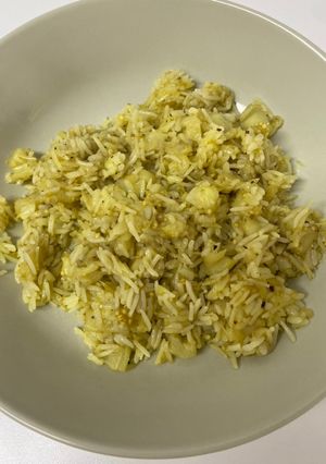 Una foto de Berenjenas con arroz al curry