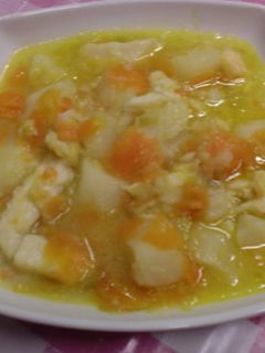 Una foto de Porrusalda con bacalao