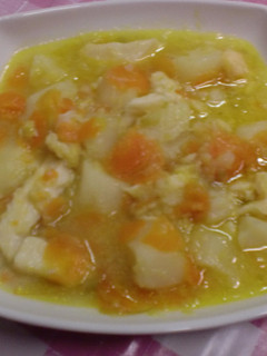 Una foto de Porrusalda con bacalao
