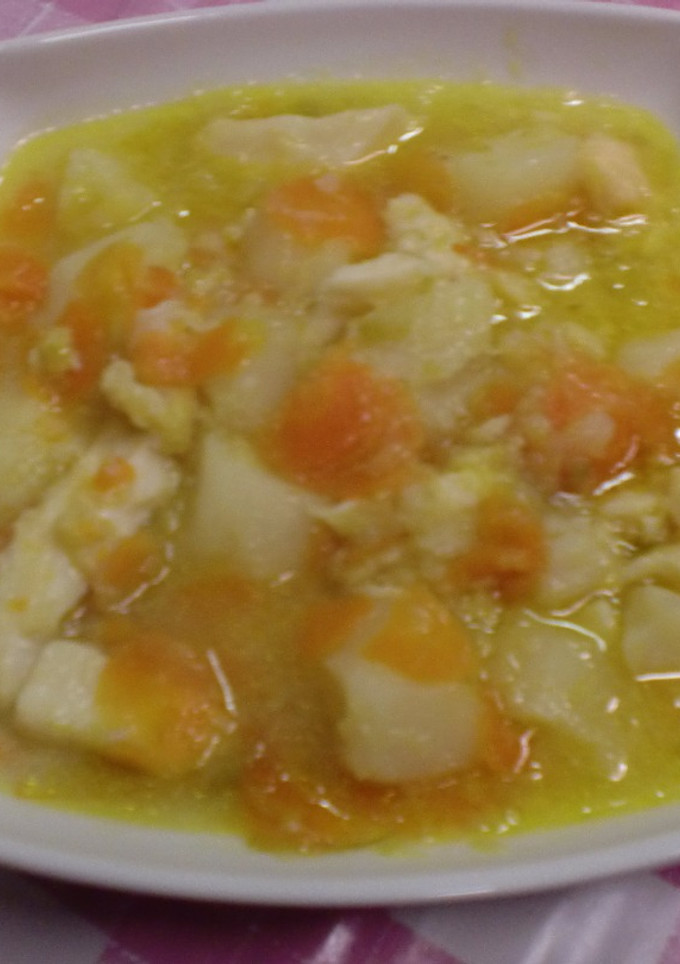 Una foto de Porrusalda con bacalao
