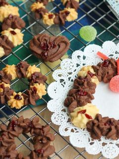 ♪聖誕花圈♪|雙色奶酥餅乾 的食譜成品照片