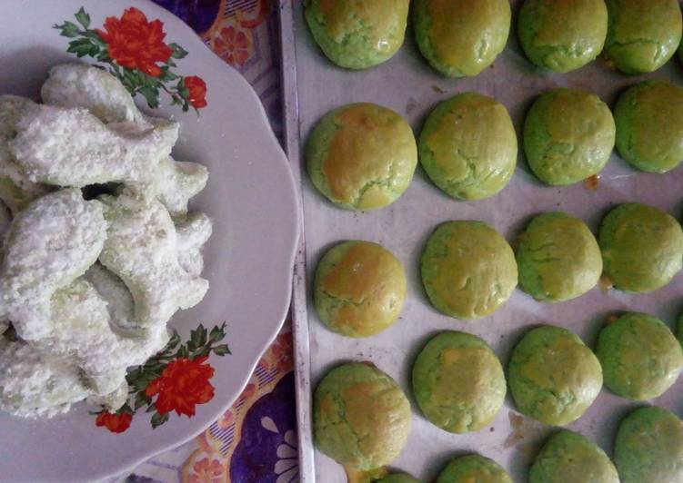 Nastar Pandan dan Putri Salju Pandan, satu adonan dapat 2 macam kukis πππ