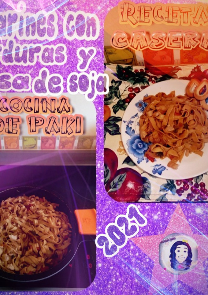 Una foto de Tallarines con verduras y salsa de soja a mi manera 🍝 🥗