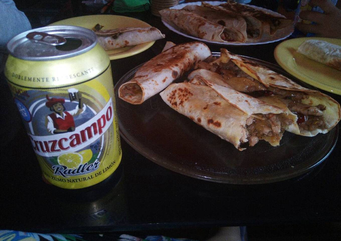 Fajitas de carne picada, lomo y verduras