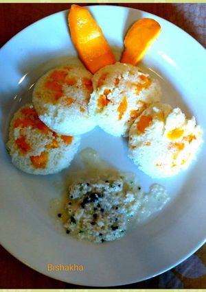 A picture of Mango Idli.