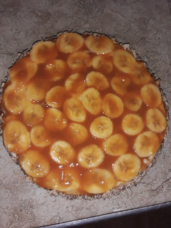 A picture of Banana Cake with Caramel Sauce.
