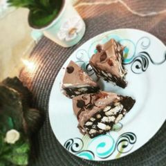A picture of No bake chocolate salami cake.