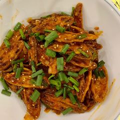 A picture of Honey chilli lotus stem.