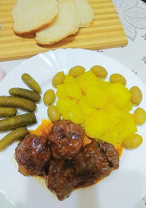 O poză a rețetei Carne de vită în sos de soia pe tigaie.