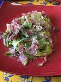 Poireaux vinaigrette à l'effiloché de jambon cru