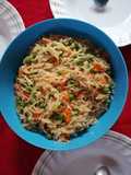 Spaghetti, minji and carrots