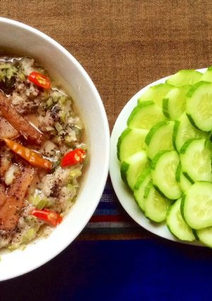 Hình của món Mắm cá lóc chưng thịt.