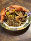 Brad's surf and turf pesto fettuccine