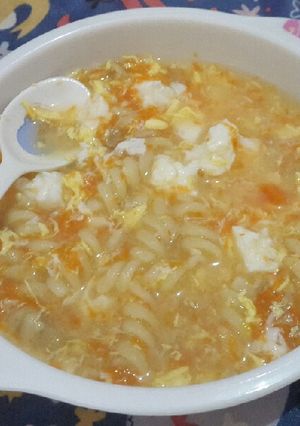 Foto resep Mpasi 10m egg soup macaroni
