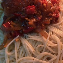 A picture of Chicken sauce with pasta.