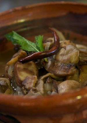 Una foto de Sopa de hongos