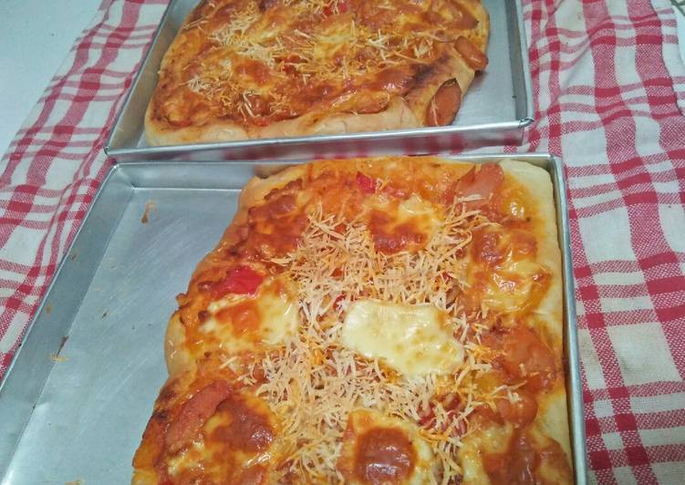 Pizza tanpa ulen/no knead mudah lezat, gak pkai ribet.😊