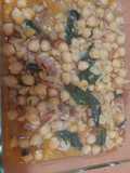 Garbanzos con tocino y espinaca
