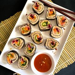 A picture of Foxtail Millet Veg. Sushi Rolls - Fusion style.