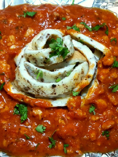 A picture of Egg Strips with Chicken Marinara sauce 🍳.