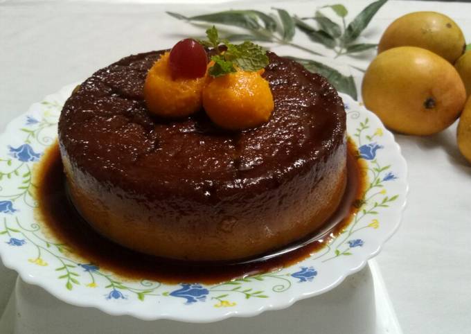 Eggless mango bread custard pudding