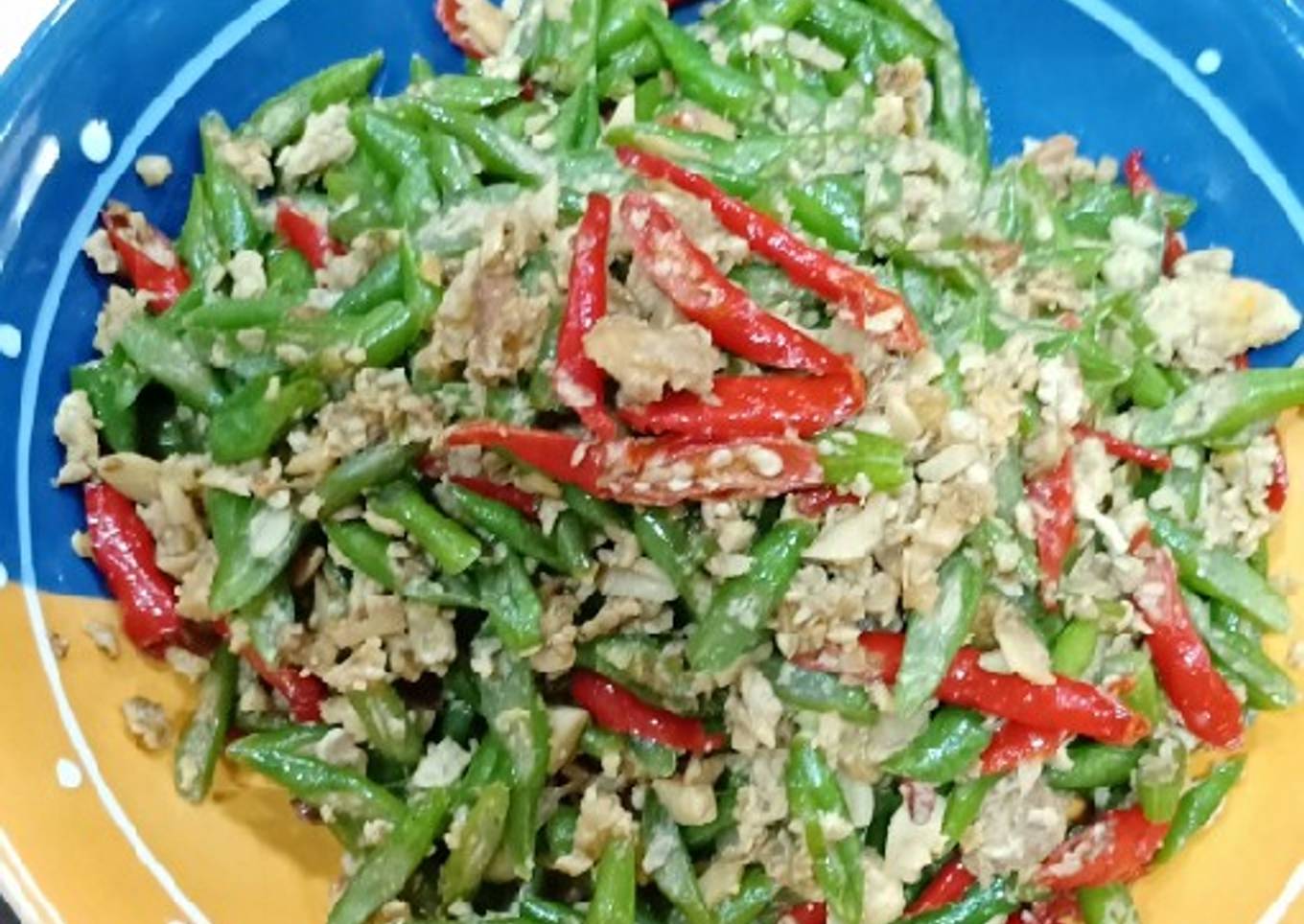 Buncis cah telur asin + ebi