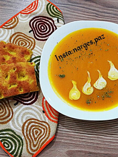عکسی از دستور سوپ کدو حلوایی