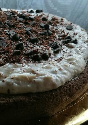 Una foto de Brownie con crema de banana