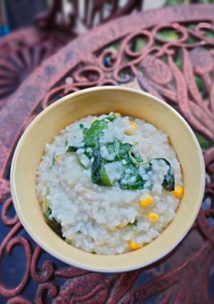 Foto resep Bubur Nasi Bayam Jagung