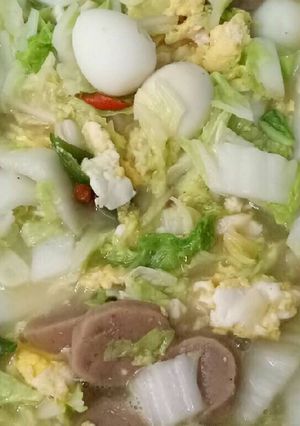 Foto resep Sawi putih puyuh orak arik telur dan bakso