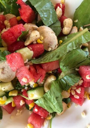 A picture of Watermelone and Grilled Sausages Salad.