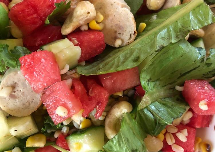 Steps to Prepare Quick Watermelone and Grilled Sausages Salad