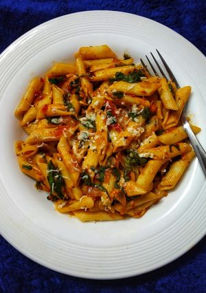 A picture of Tomato Spinach Italian Pasta.