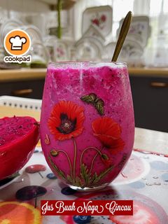 Gambar 👩🍳Jus Buah Naga Cincau Selasih Sihat