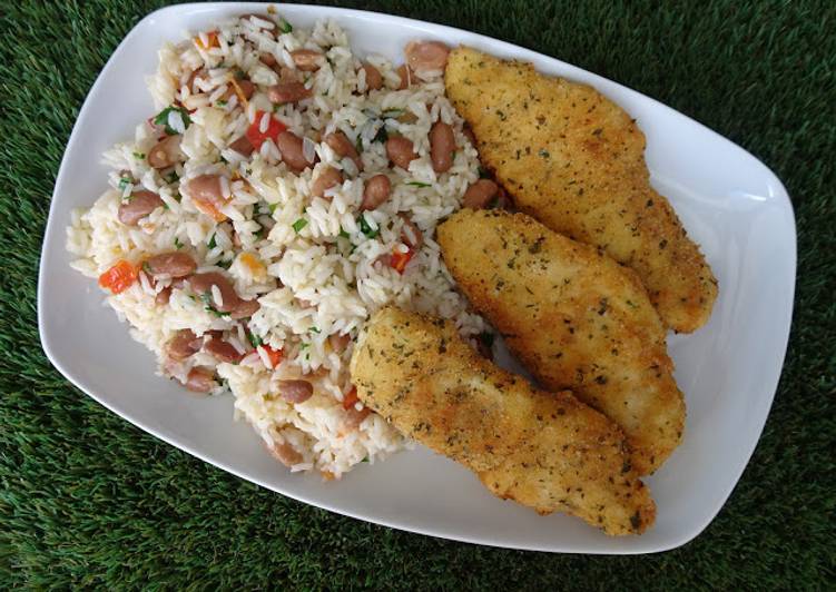 Recipe of Speedy Juntos jantamos estes incríveis filetes de pescada panadas com arroz de feijão