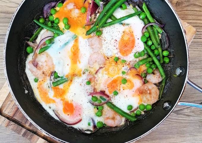 Messy Eggs, Shrimp Breakfast