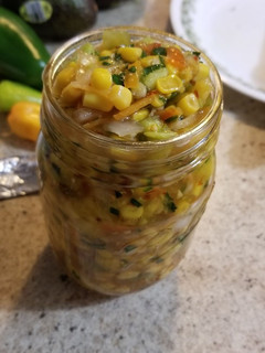 A picture of Spicy Corn Salsa with Habanero Pepper & Mango 🌶️🥭🌽.