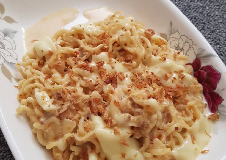 Resep Indomie Carbonara anti Enek 👌, Bisa Manjain Lidah