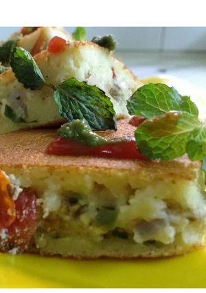 A picture of Mixed Dal Stuffed Pancakes.