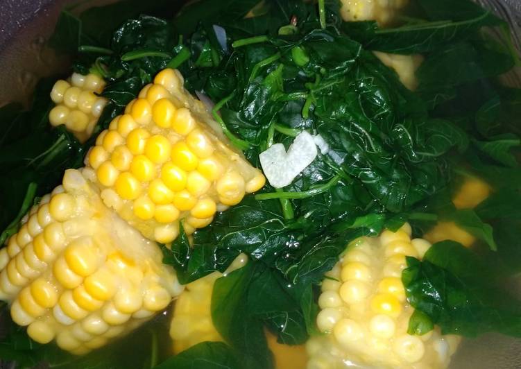 Resep Sayur Bening Bayam Jagung Kunci 🌽🌽, Enak Banget