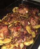 Costillas al horno con patatas y salsa teriyaki